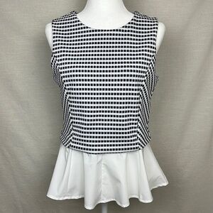 New York and Company 7th Avenue Checkered Peplum Sleeveless Top NWT